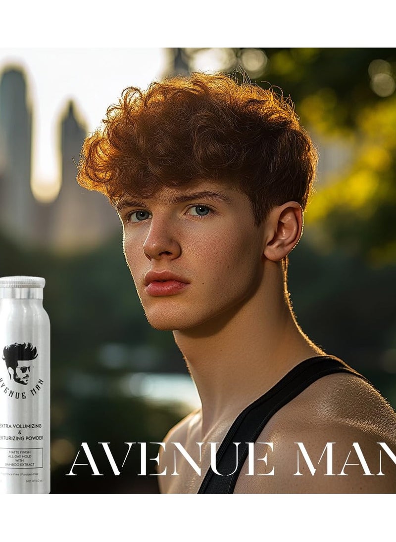 Avenue Man Extra Volumizing & Hair Texture Powder for Men - Matte Finish Hair Styling Powder for Men - All-Day Hold, Bamboo Extract Texturizing Powder - No Shine Volumizing Powder