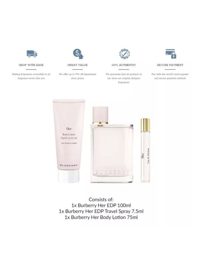 Her Collection Gift Set EDP (100) Body Lotion (75), EDP (7.5)ml