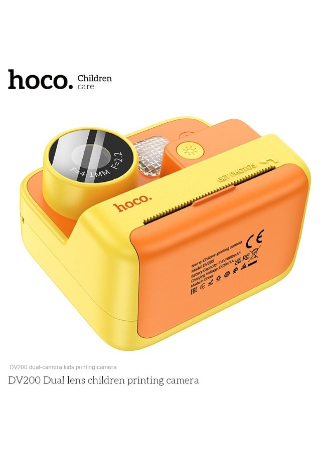 DV200 Dual Camera Kids Printing Camera with 2.0-Inch HD Display, Supports 14 Languages