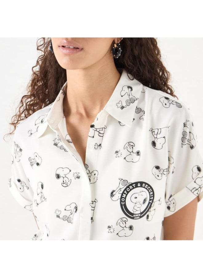 Snoopy Print Shirt with Extended Sleeves