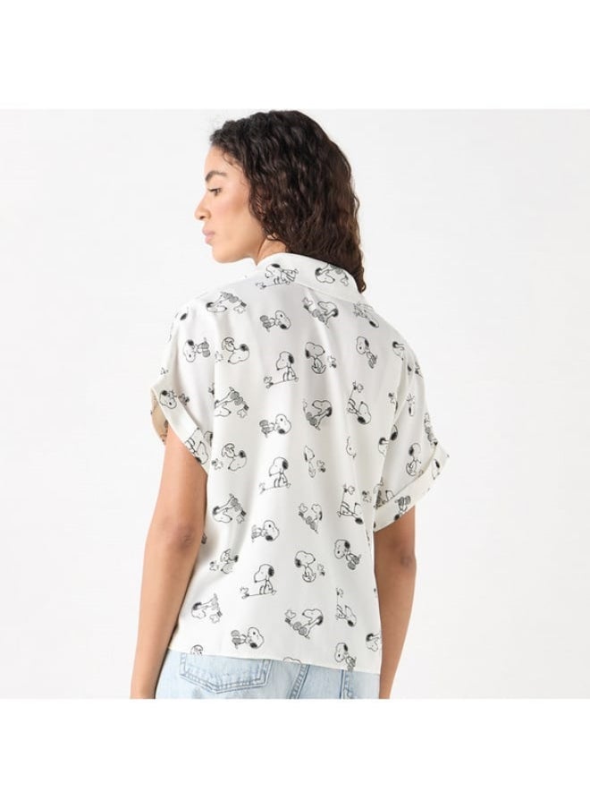 Snoopy Print Shirt with Extended Sleeves