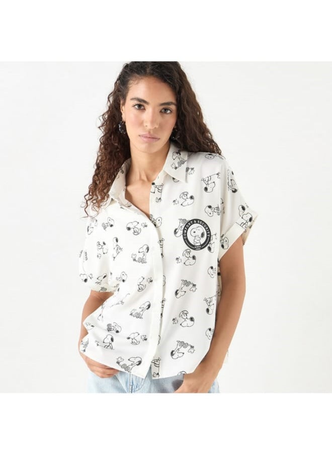 Snoopy Print Shirt with Extended Sleeves