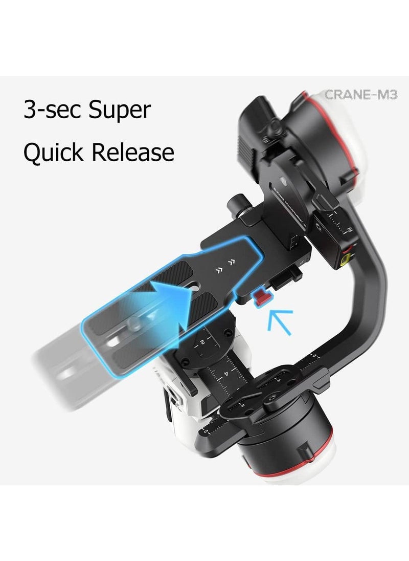 Crane M3 3-Axis Handheld Gimbal Stabilizer Upgraded for Mirrorless Cameras Smartphone Action Cameras with A6600, M50, R6, Gopro, iPhone 13/12 Max C020116GP