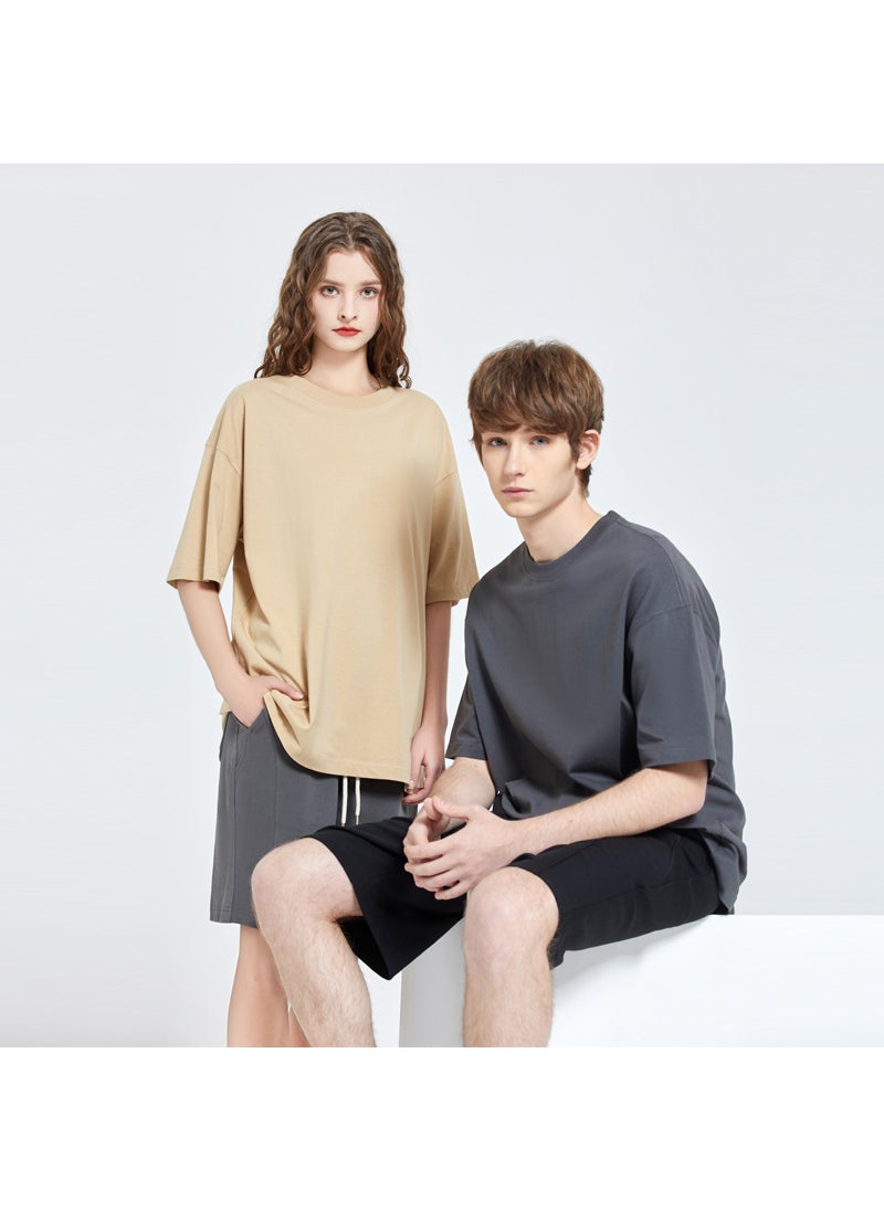 Basic 210g Cotton Tee Unisex Loose Fit Rice Ash