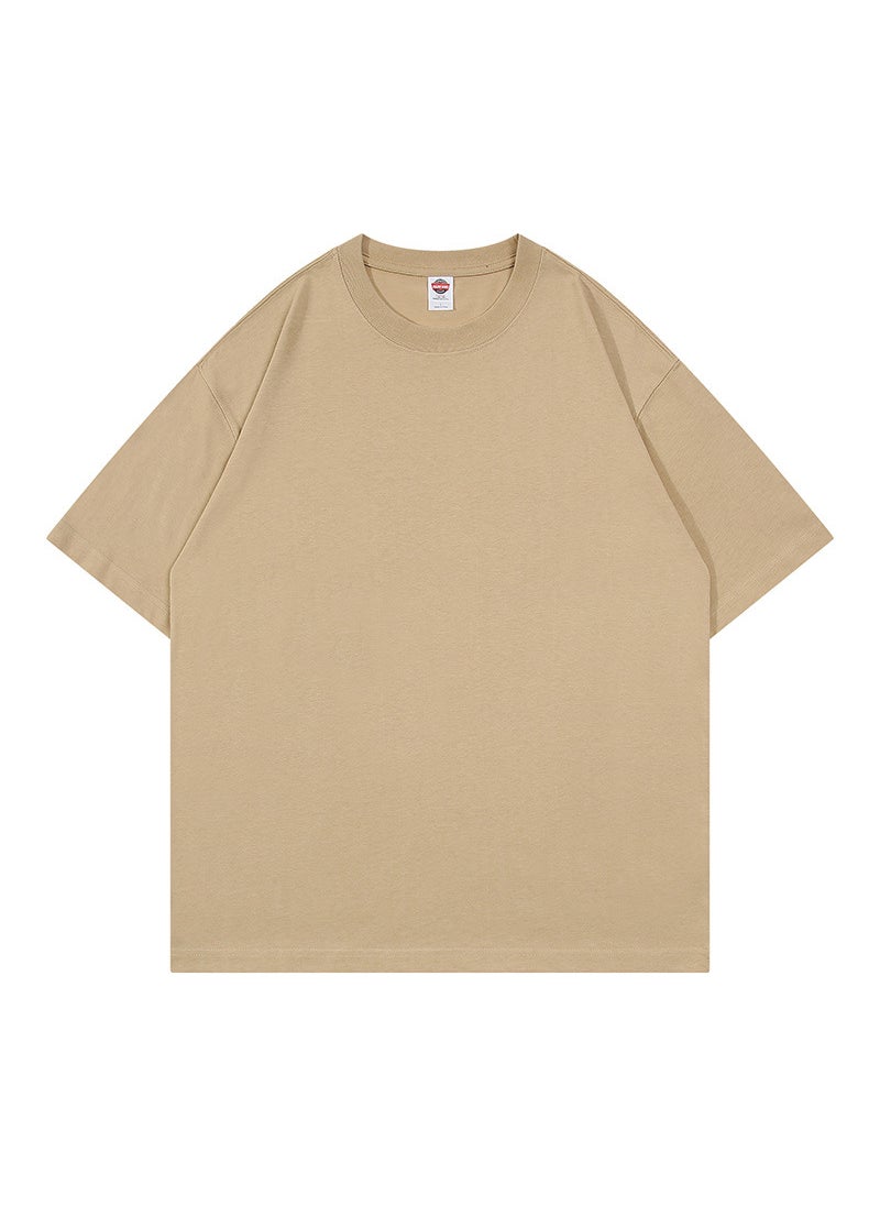 Basic 210g Cotton Tee Unisex Loose Fit Khakis