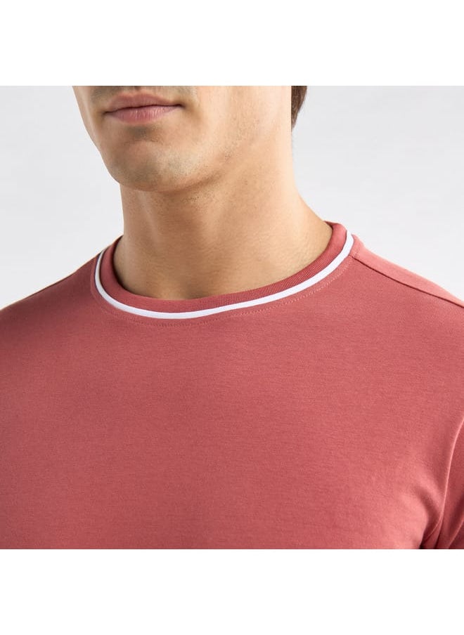 Solid T-shirt with Round Neck and Short Sleeves