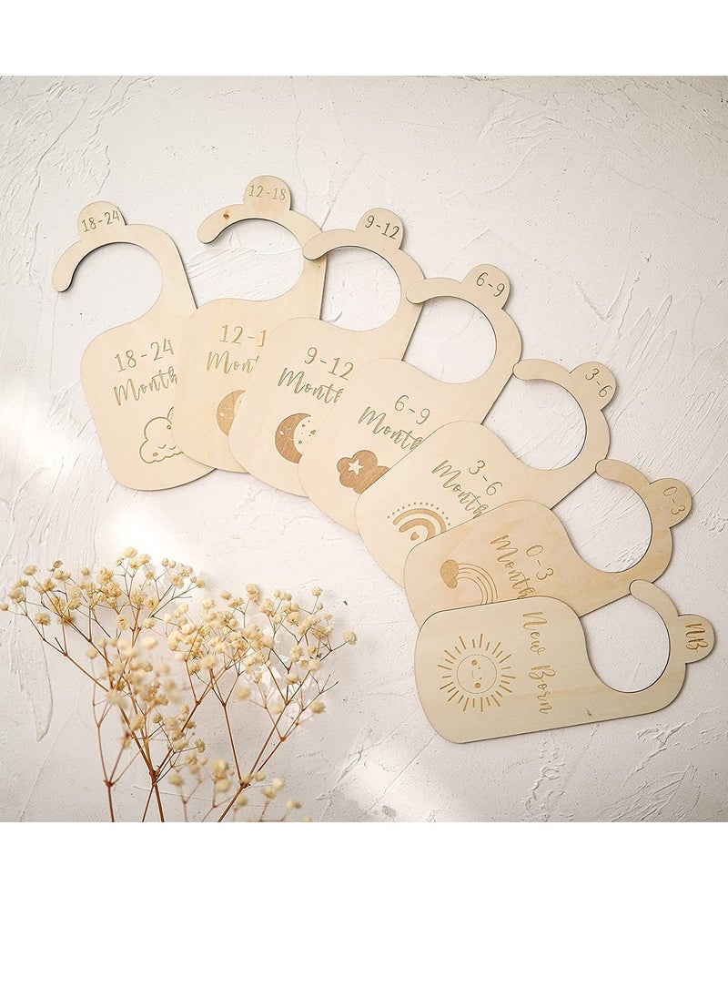 Baby Closet Dividers for Clothes Organizer  Beautiful Wooden Double Sided Baby Clothes Size Hanger Organizers for Newborn to 24 Months for Nursery Decor