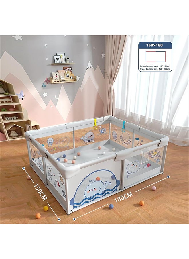 Baby Playpen for Toddler, Has 2 Handle Loops, Indoor & Ou r Kids Activity Center with Anti-Slip Base, Sturdy Safety Play Yard with Soft Breathable Mesh, Playpen for Babies