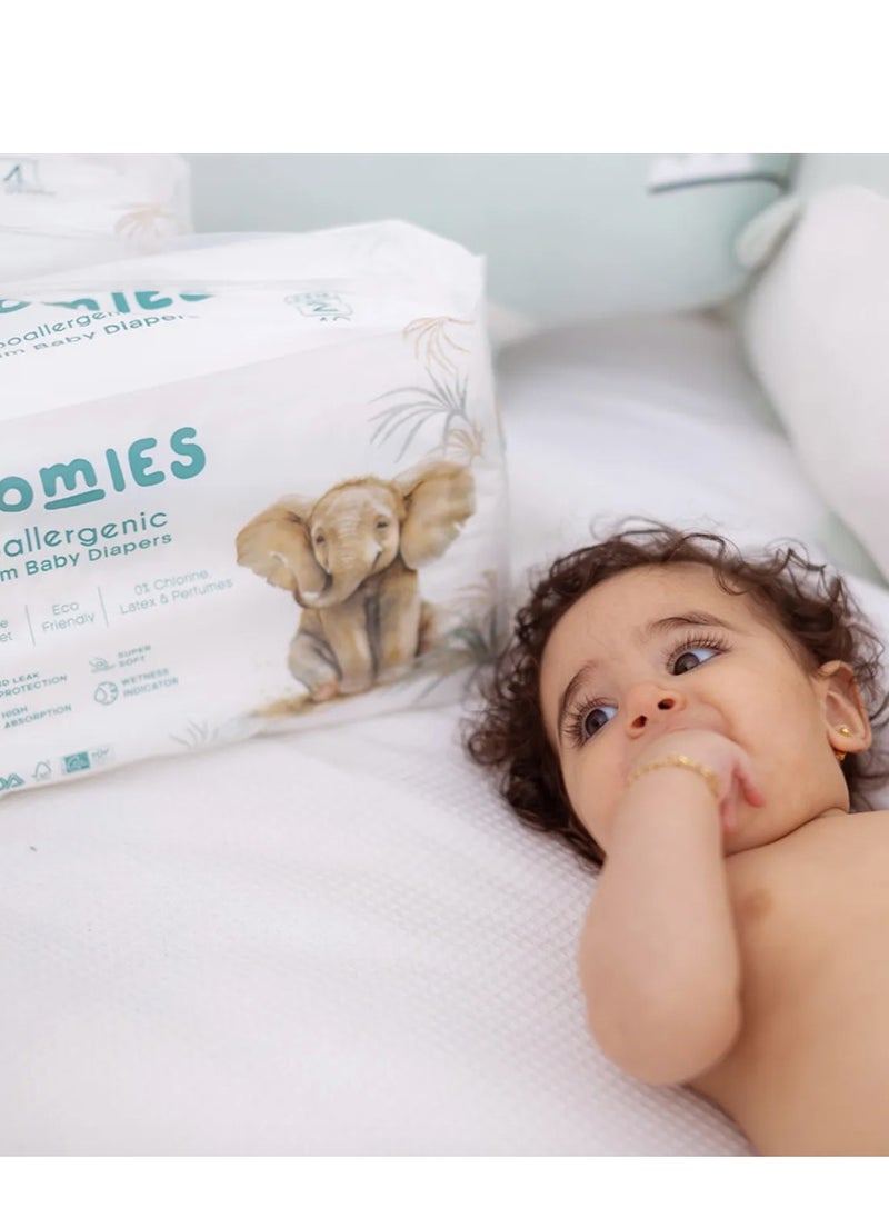 Premium Baby Diapers with wetness indicator | Eco-friendly and Hypoallergenic Nappies Made with 100% Bamboo | Nappies Size 2 for babies 3-8kg x 40pcs x 3