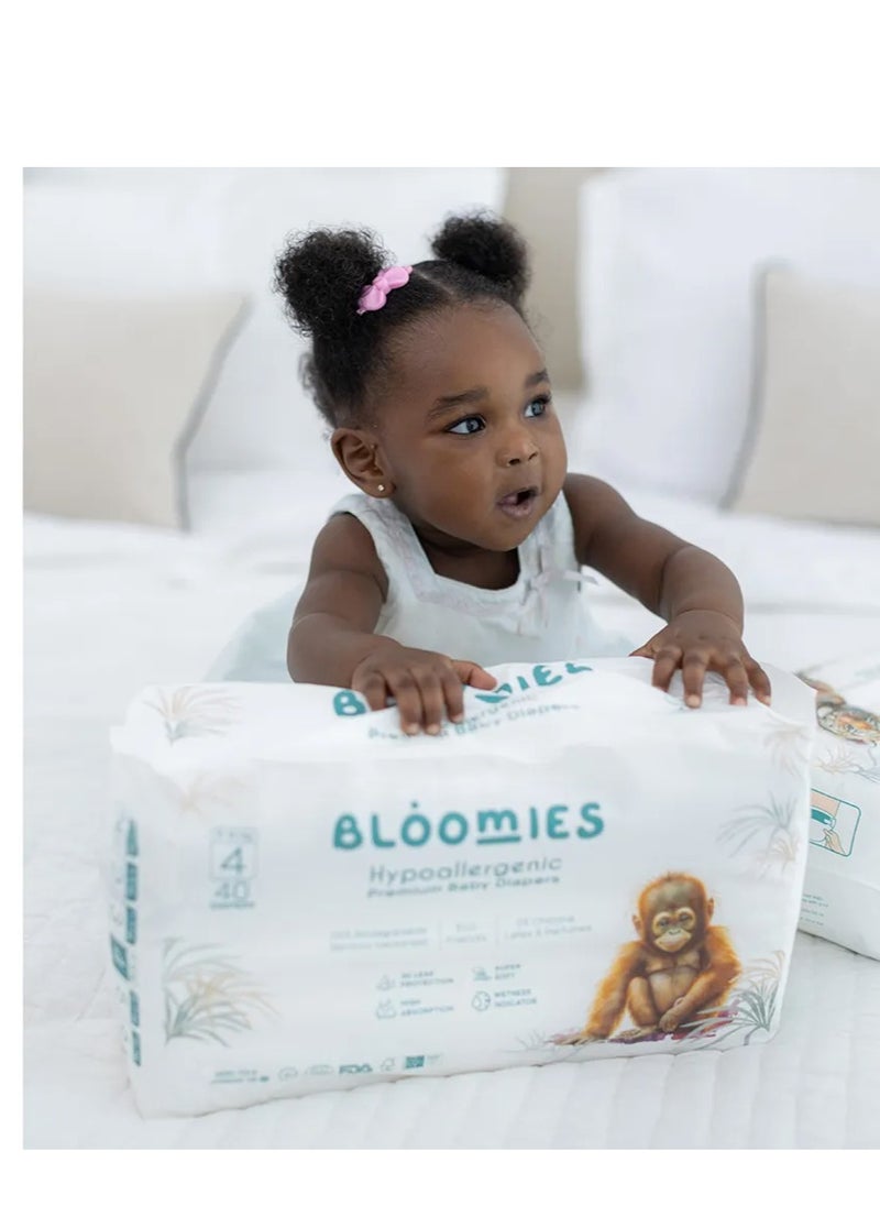 Premium Baby Diapers with wetness indicator | Eco-friendly and Hypoallergenic Nappies Made with 100% Bamboo Size 4 for babies 9-14kg x 22pcs Pack of 3