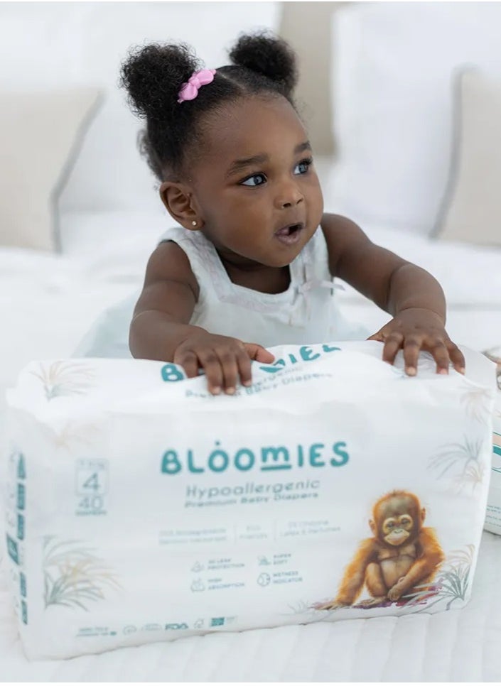 Premium Baby Diapers with wetness indicator | Eco-friendly and Hypoallergenic Nappies Made with 100% Bamboo | Nappies Size 4 for babies 9-14kg x 40pcs x3