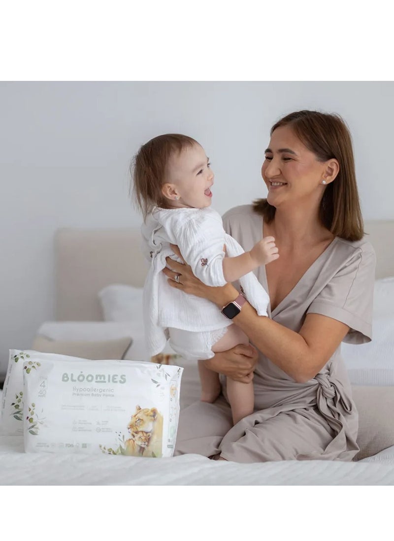 Bloomies Premium Baby Pants with wetness indicator | Eco-friendly and Hypoallergenic Nappy Pants Made with 100% Bamboo | Baby Pants Size 4 for babies 9-14kg x 40pcs x3