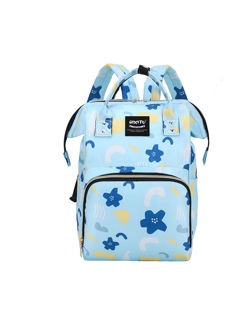 2024 Fashion Multi-Function Diaper BackpackNo back zipper side pocket zipper dream blue flower No back zipper side pocket zipper dream blue flower