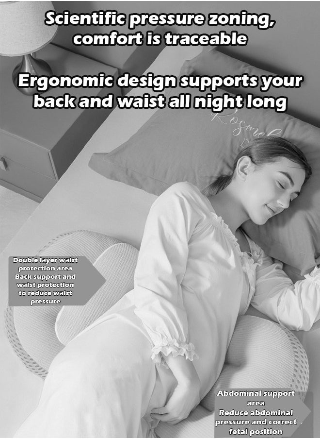 U-Shaped Pregnancy Pillow for Waist Support, Side Sleeping Pillow for Belly Protection Comfort