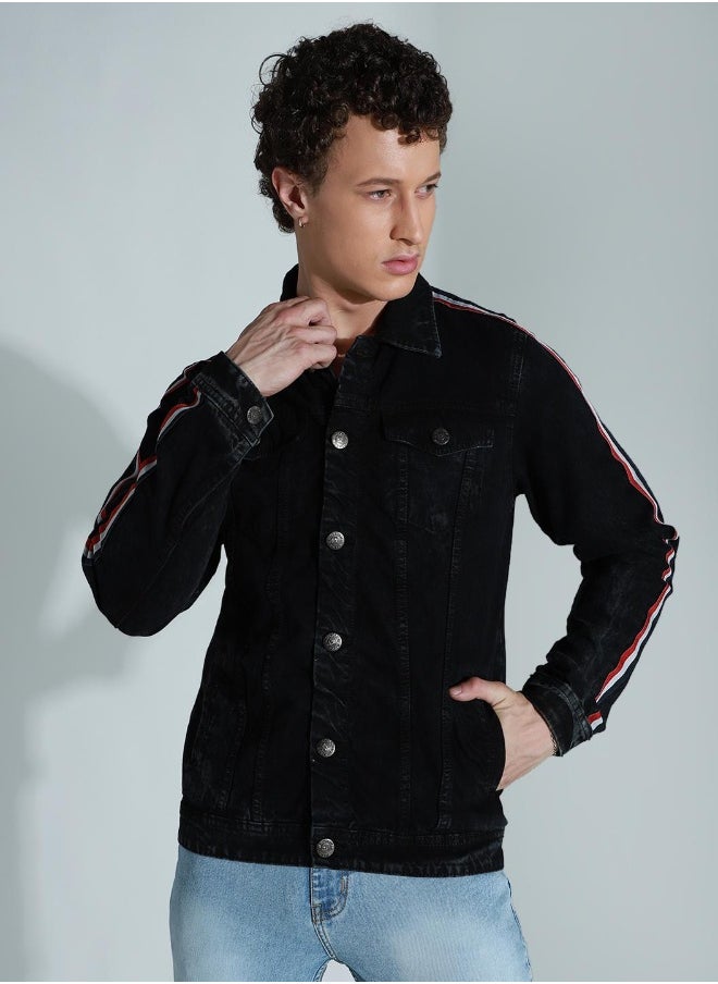 Men Black Denim Jacket