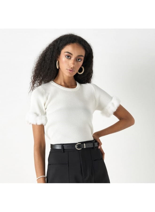2Xtremz T-Shirt with Faux Fur Detail