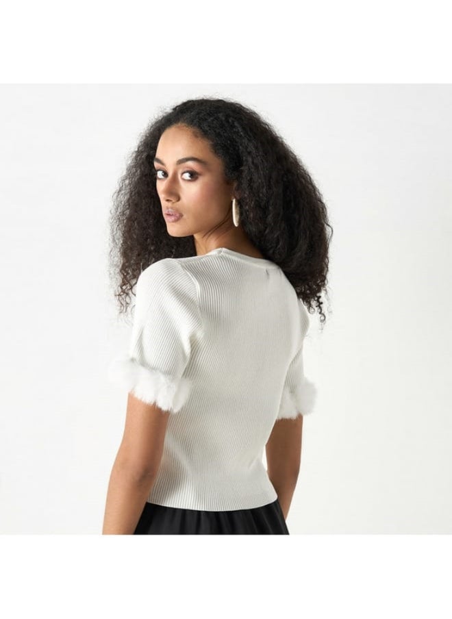 2Xtremz T-Shirt with Faux Fur Detail