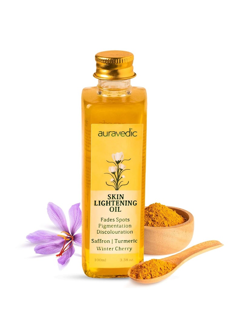 Auravedic Saffron Face Oil with Ashwagandha & Turmeric Moisturizer, Face Serum for Glowing Skin, Pigmentation, De-tan, 100ml Non-Greasy Formula for All Skin Types