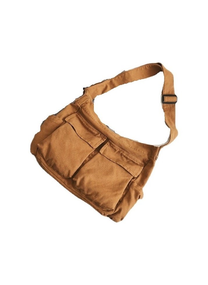 Student postman shoulder bag - brown Colour:Brown Type:School Materials