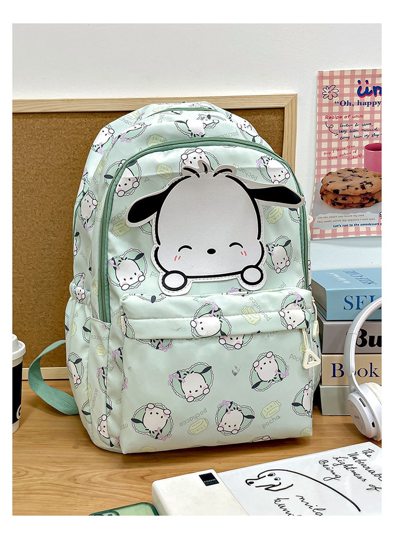 Cartoon Print Kids Backpack for School Green