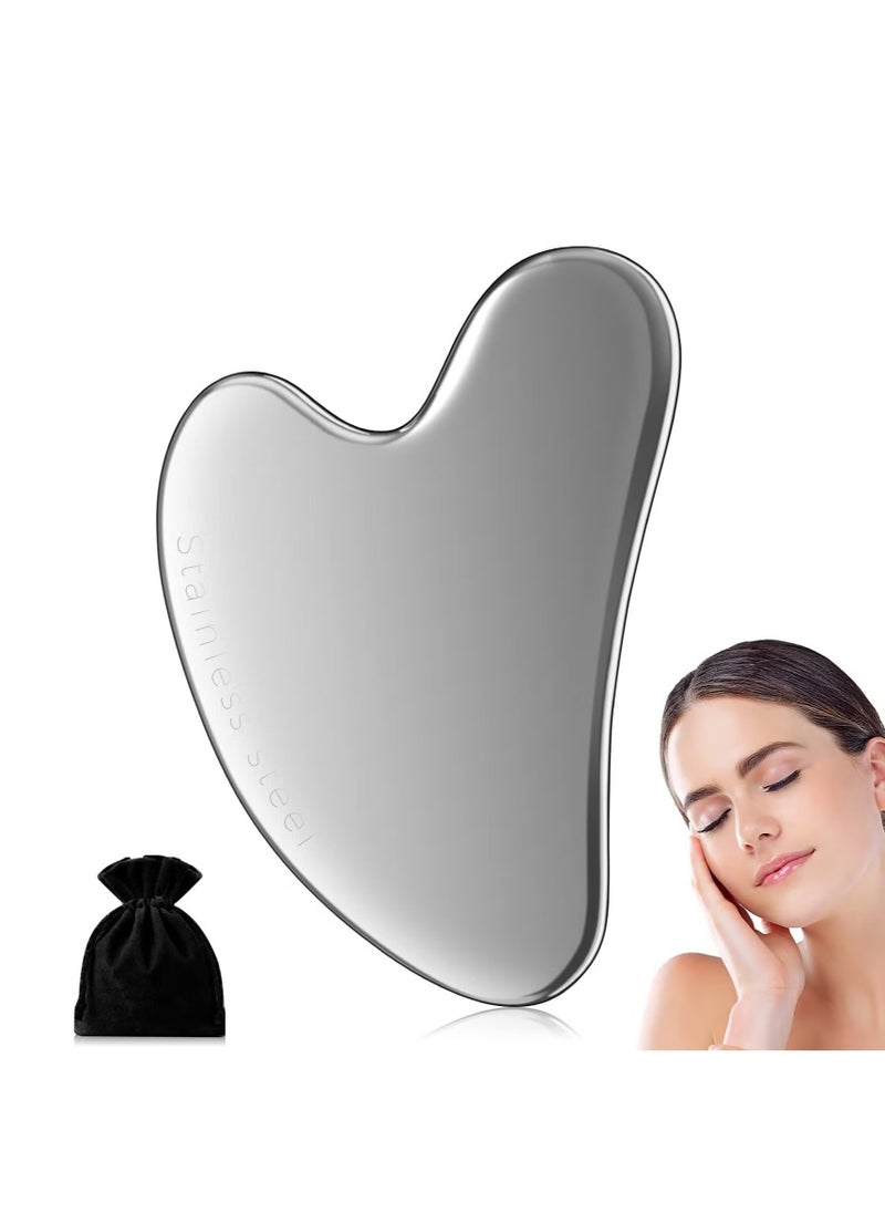 Gua Sha Tool for Face Stainless Steel Gua Sha Facial Massage Beauty Massage Metal Plate Skin Care Scraping Self-care Skin Care Lymphatic Drainage Lifting Massage Anti-Aging Wrinkle