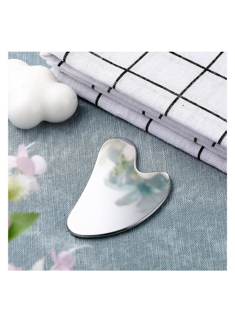 Gua Sha Tool for Face Stainless Steel Gua Sha Facial Massage Beauty Massage Metal Plate Skin Care Scraping Self-care Skin Care Lymphatic Drainage Lifting Massage Anti-Aging Wrinkle