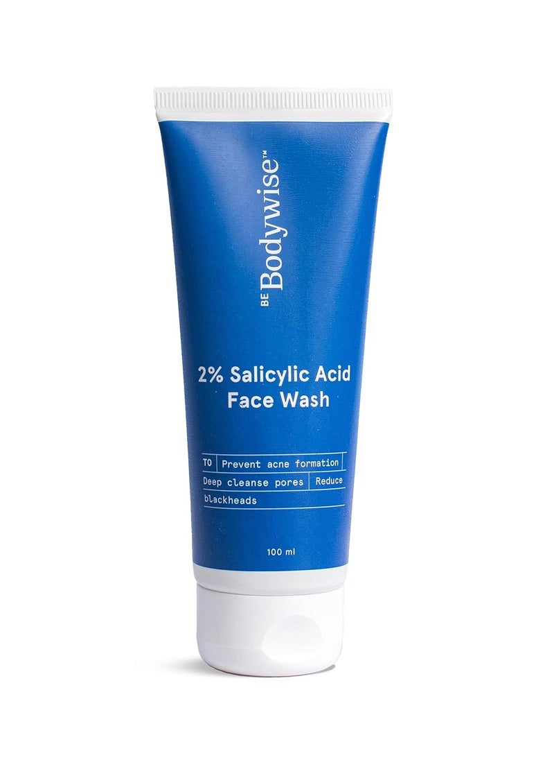 Be Bodywise 2% Salicylic Acid Face Wash for Acne Prone skin | For Oily & Sensitive skin | Deep Cleanses your Skin & Prevents Acne | Developed by Dermatologists | 100ml