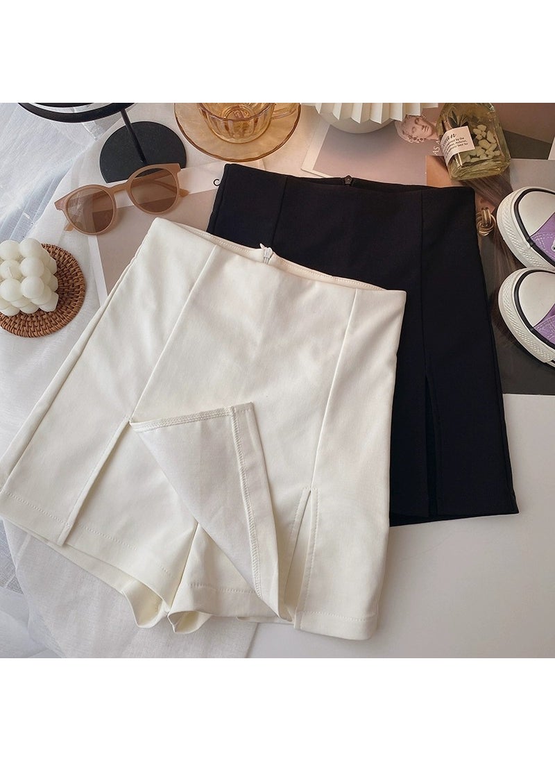 2024 Summer Slim Fit Solid Skirt Shorts for Women White