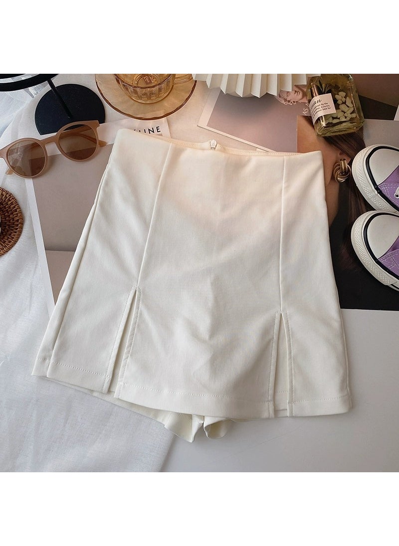 2024 Summer Slim Fit Solid Skirt Shorts for Women White