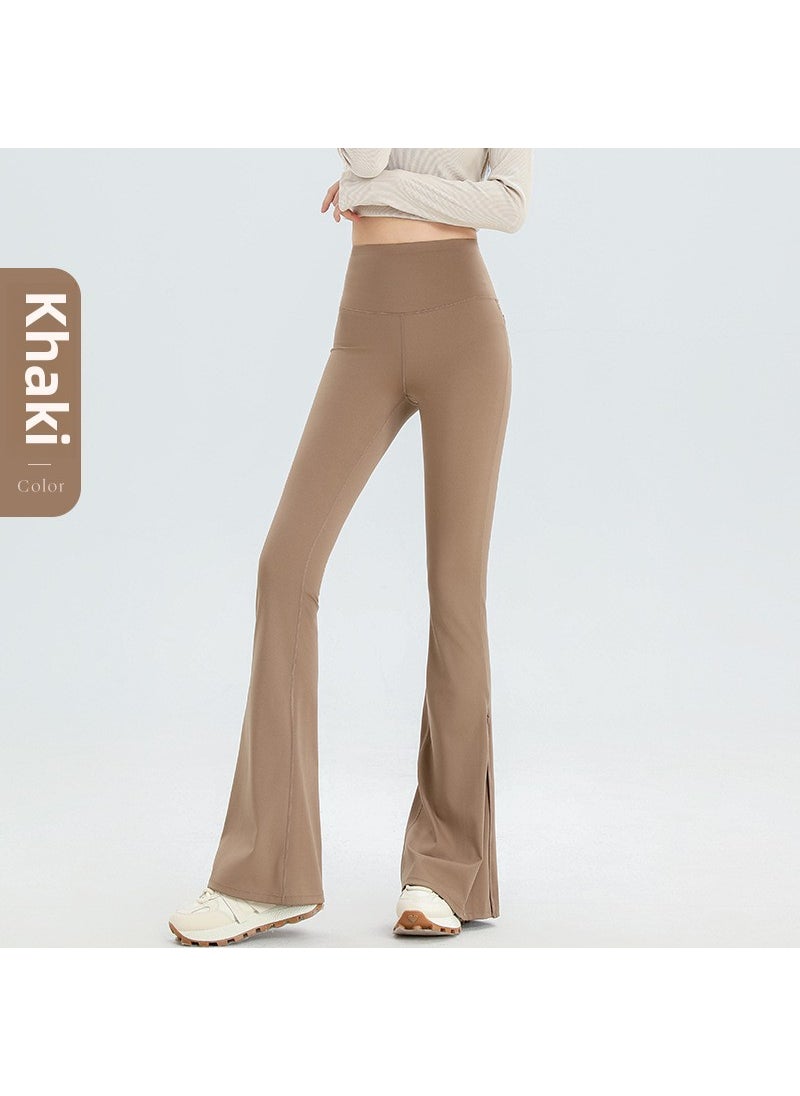 2024 Womens High Waist Flared Shark Pants Slim Black Yoga Leggings lengthening khakis