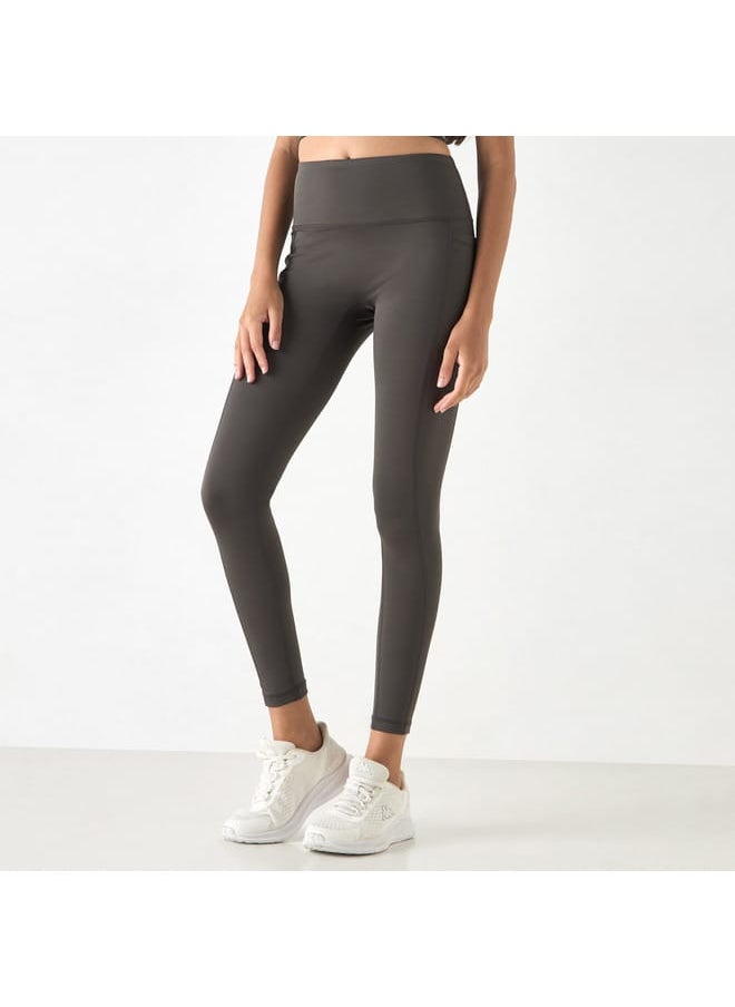 Kappa Solid Leggings with Pockets and Elasticated Waistband