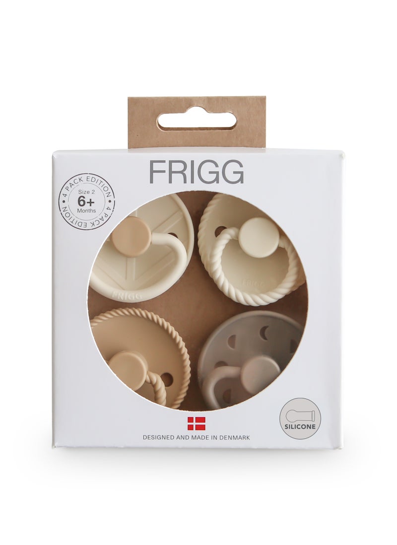 FRIGG Round Silicone Baby Pacifier 6-18M 4-Pack Crystal Sparkle - Size 2