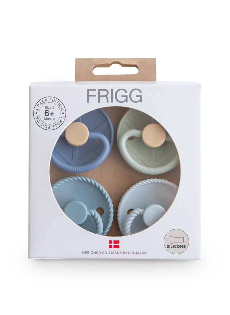 FRIGG Round Silicone Baby Pacifier 6-18M 4-Pack Skyline Serenity - Size 2