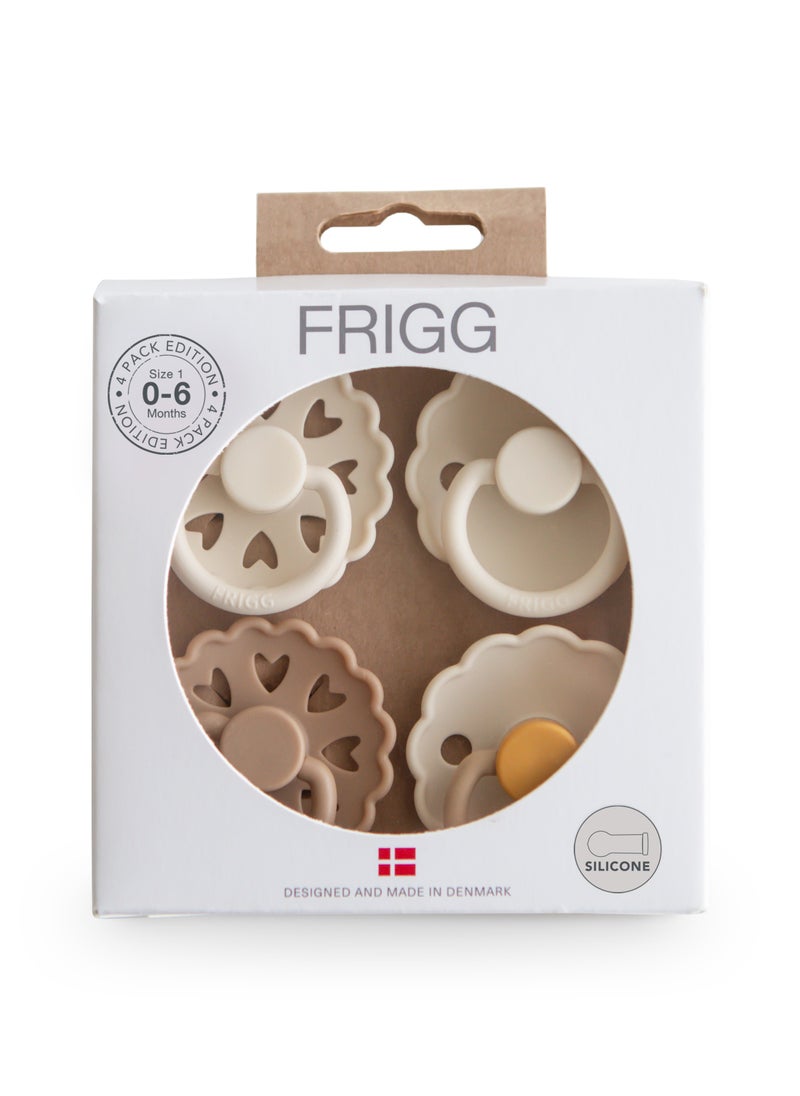 FRIGG Round Silicone Baby Pacifier 0-6M 4-Pack Snowflake Dream - Size 1