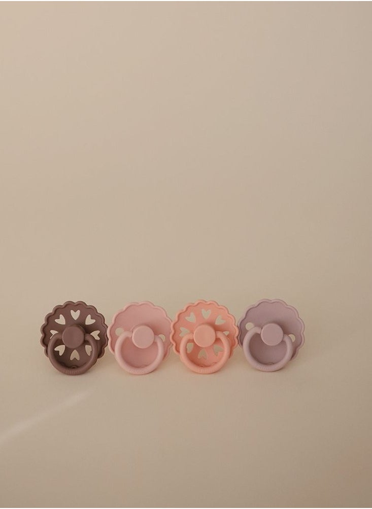 FRIGG Round Silicone Baby Pacifier 0-6M 4-Pack Sunset Bliss - Size 1