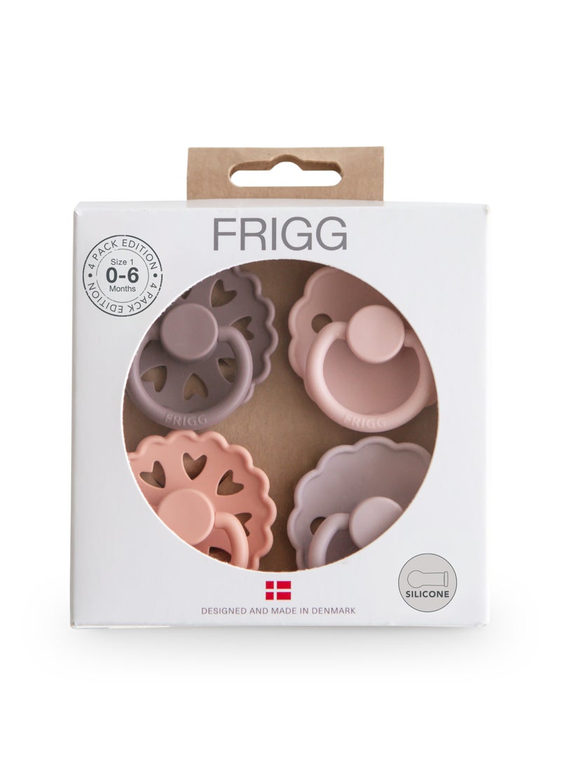 FRIGG Round Silicone Baby Pacifier 0-6M 4-Pack Sunset Bliss - Size 1