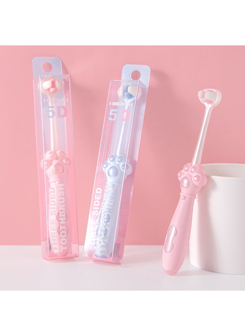 1 x 5 pcs Childrens Three-Sided Toothbrush Soft Bristle Independent packaging color hair