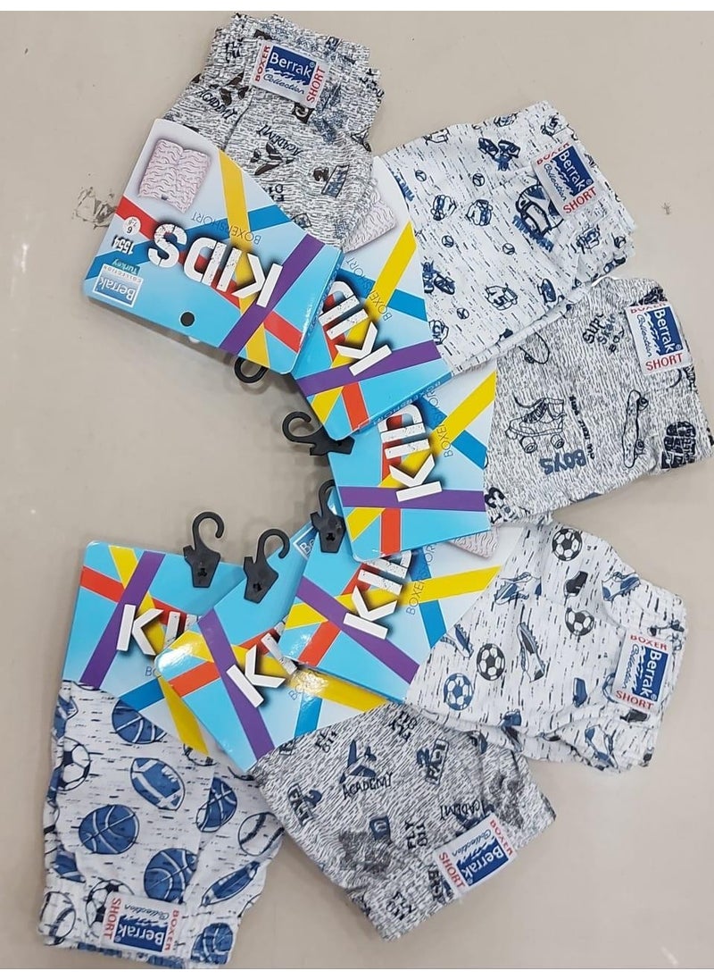 1554 Boy Patterned Boxer Shorts 6 Pieces