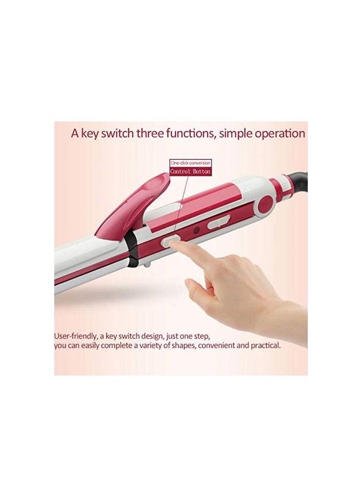 3 in 1 Electric Hair Curler and Straightener Personal Hair Styling Tools Tourmaline Ceramic Styler Curling Iron