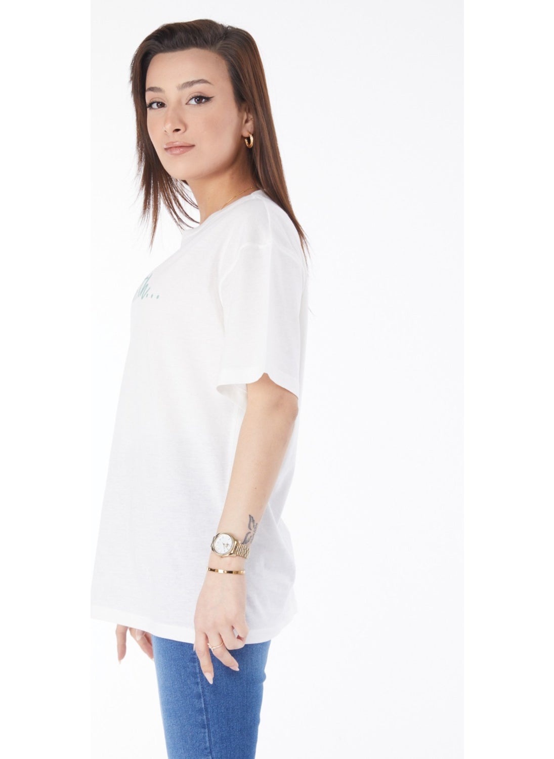 24650-EKRU Crew Neck Short Sleeve Printed T-Shirt