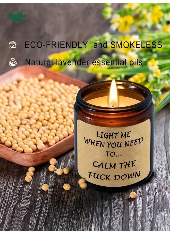 1pc Lavender Scented Soy Wax Candle, Relaxing And Stress-relieving Smokeless Candle, Ideal For Women And Friends As A Fun, Unique, Personalized And Novel Christmas Or Birthday Gift