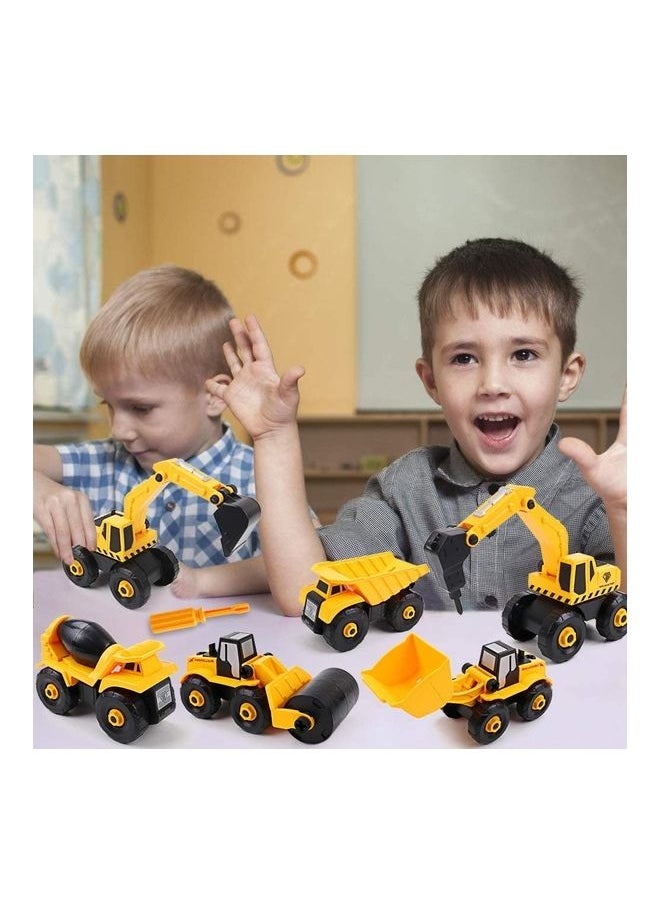 6-In-1 DIY Detachable Take-Apart Construction Vehicle Toy With Storage Box