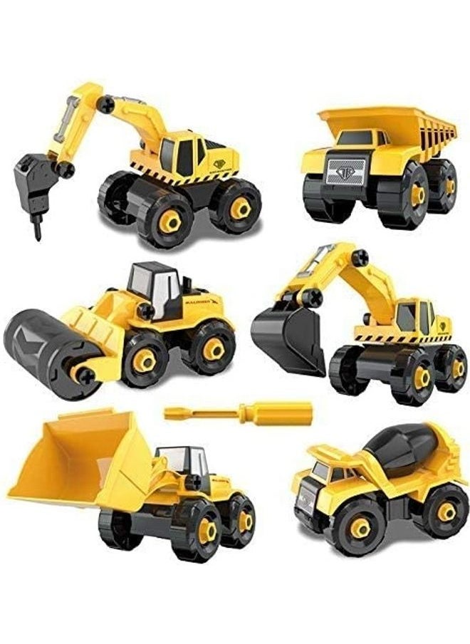 6-In-1 DIY Detachable Take-Apart Construction Vehicle Toy With Storage Box