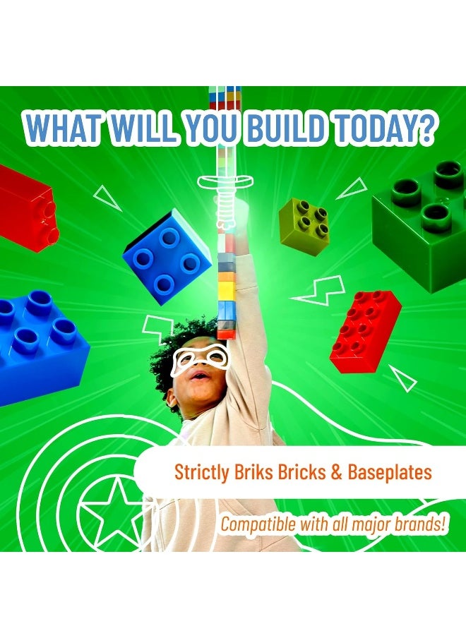 Strictly Briks Classic Bricks Starter Kit, Blue, Green, Red, and Yellow, 144 Pieces, 1x4 Inches, Building Creative Play Set for Ages 3 and Up, 100% Compatible with All Major Brick Brands
