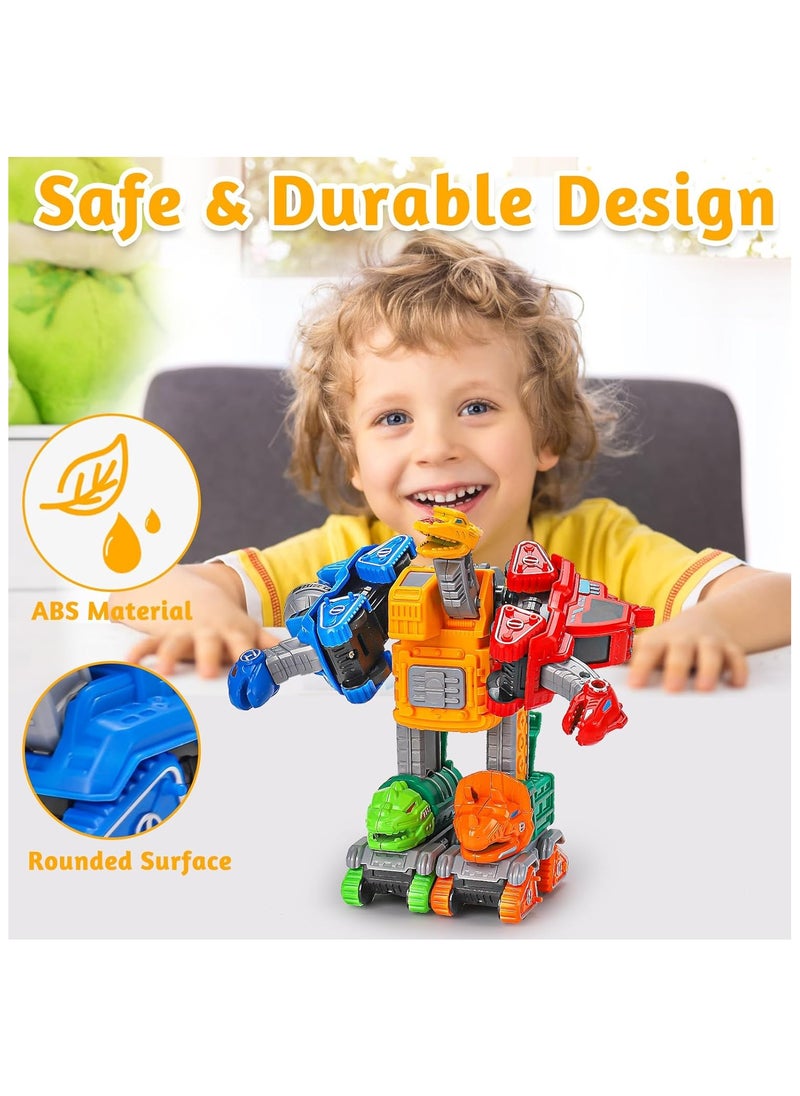 Transforming Toys for 3+ Year Old Boys,5 in 1 Dinosaur Transform Action Figures Robot Toys Take Apart Car Toy Trucks Construction Vehicle Excavator Toys Birthday Gift for Boys 3 4 5 6 Years Old