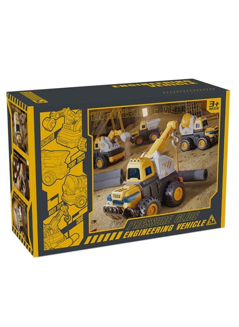 Kids Inertia Excavator Toy Model Gift Four-piece set [English color box]]