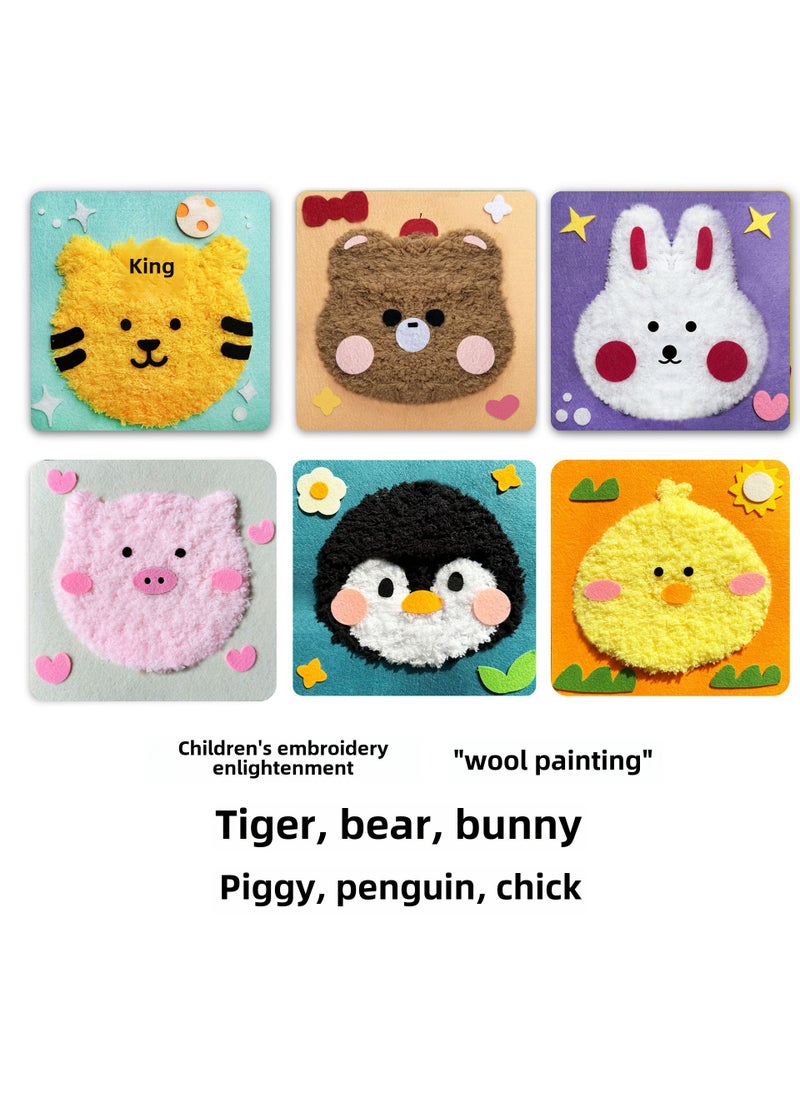 Handmade Wool Yarn Art DIY Embroidery Kit for Kids New wool painting set of 6 styles