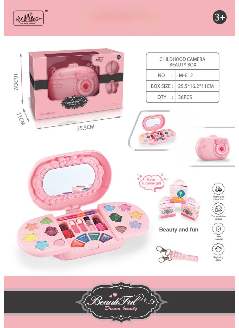 Kids Washable Makeup Toy Set for Princess Roleplay M612 camera beauty box