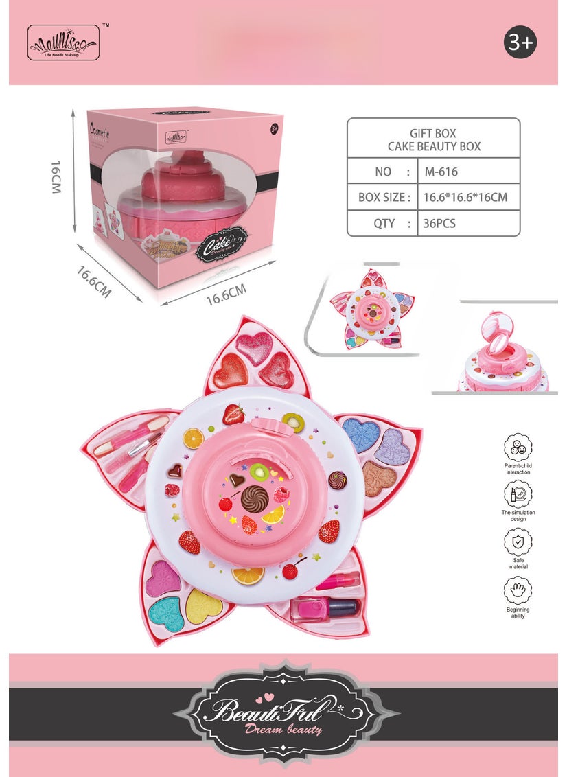 Kids Washable Makeup Toy Set for Princess Roleplay M616 two layer cake beauty box