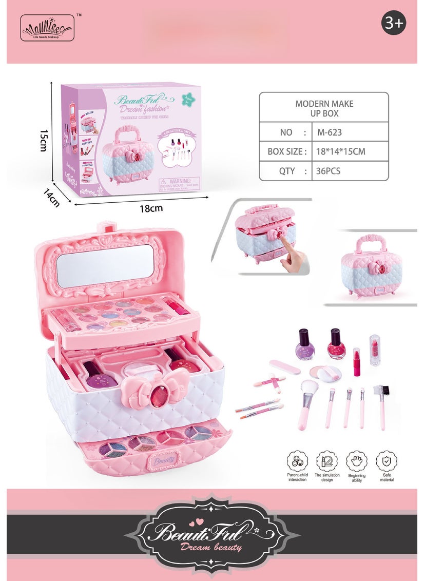 Kids Washable Makeup Toy Set for Princess Roleplay M623 Princess Beauty Box